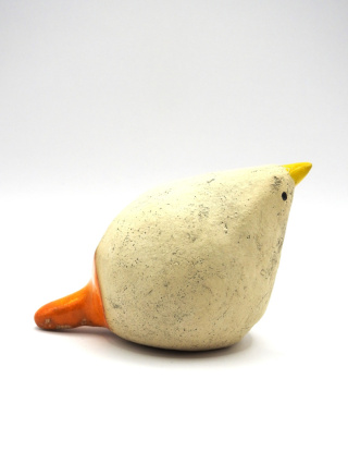 Ptak ceramiczny z pomarańczowym ogonem