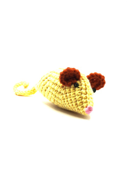 Myszka zabawka dla kota żółta