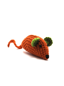 Myszka zabawka dla kota z kocimiętką pomarańczowa