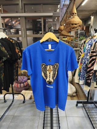 Koszulka Bieszczady unisex niebieska z nadrukiem Borsuk