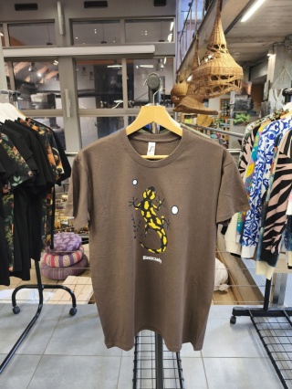 Koszulka Bieszczady unisex brązowa z nadrukiem Salamandra Plamista