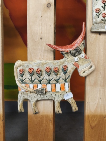 Krowa ceramiczna Bi ozdoba na ścianę ceramika