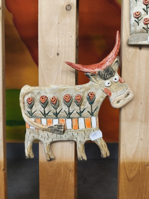 Krowa ceramiczna Bi ozdoba na ścianę ceramika