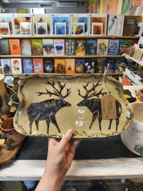 Patera ceramiczna jelenie