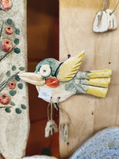 Ptak mały ceramiczny Bi ozdoba na ścianę ceramika 2