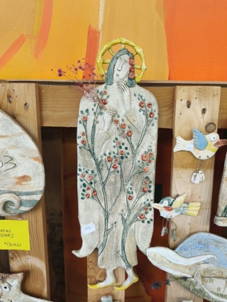 Anioł duży ceramiczny Bi ozdoba na ścianę ceramika
