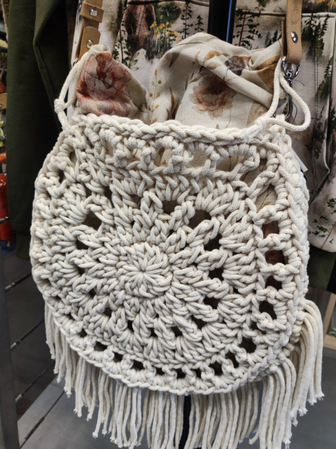 Torba mandala biel z frędzlami