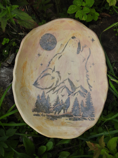 Patera ceramiczna z wilkiem beż 2 Patera ceramiczna z wilkiem beż 2