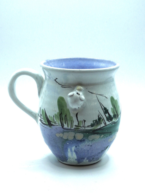 Ozdobny kubek ceramiczny ręcznie lepiony pejzaż błękitny 11 Ozdobny kubek ceramiczny ręcznie lepiony pejzaż błękitny 11
