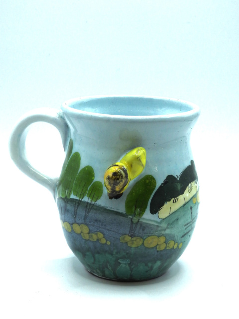 Ozdobny kubek ceramiczny ręcznie lepiony pejzaż błękitny 12 Ozdobny kubek ceramiczny ręcznie lepiony pejzaż błękitny 12