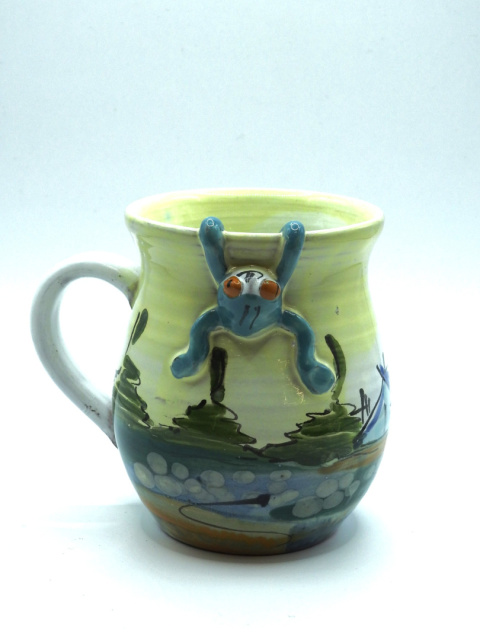 Ozdobny kubek ceramiczny ręcznie lepiony pejzaż żółty 6 Ozdobny kubek ceramiczny ręcznie lepiony pejzaż żółty 6