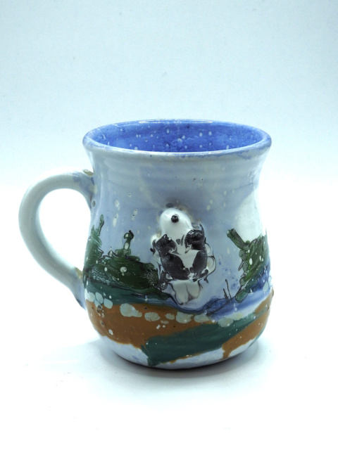 Ozdobny kubek ceramiczny ręcznie lepiony pejzaż błękitny 4 Ozdobny kubek ceramiczny ręcznie lepiony pejzaż błękitny 4