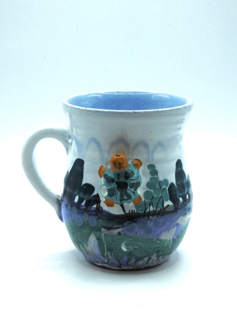 Ozdobny kubek ceramiczny ręcznie lepiony pejzaż błękitny 5 Ozdobny kubek ceramiczny ręcznie lepiony pejzaż błękitny 5