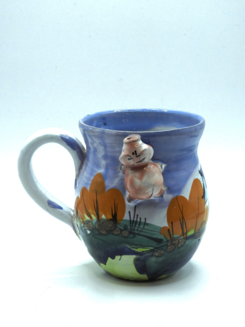 Ozdobny kubek ceramiczny ręcznie lepiony pejzaż błękitny 6 Ozdobny kubek ceramiczny ręcznie lepiony pejzaż błękitny 6