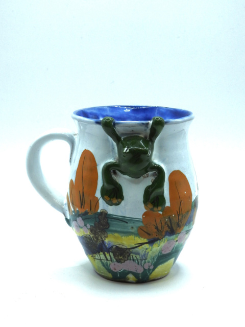 Ozdobny kubek ceramiczny ręcznie lepiony pejzaż błękitny 7 Ozdobny kubek ceramiczny ręcznie lepiony pejzaż błękitny 7