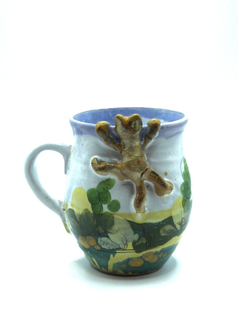 Ozdobny kubek ceramiczny ręcznie lepiony pejzaż błękitny 8 Ozdobny kubek ceramiczny ręcznie lepiony pejzaż błękitny 8