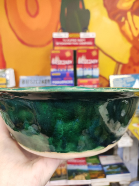 Miska ceramiczna głęboka zielono-biała Miska ceramiczna głęboka zielono-biała