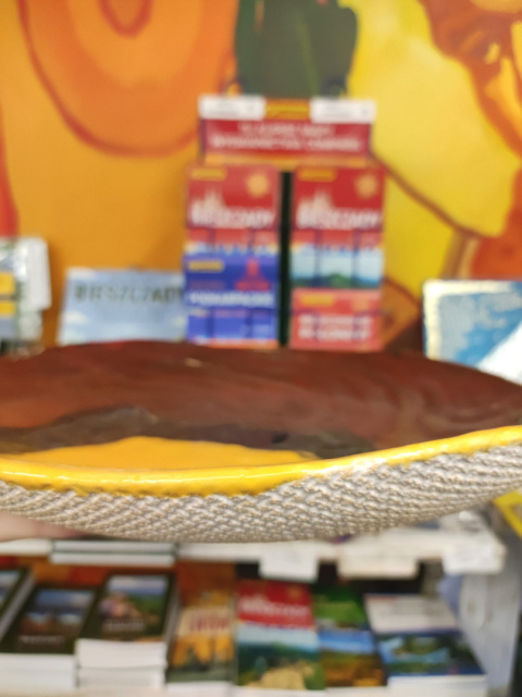Miska ceramiczna ręcznie lepiona bordo, czerń, żółty