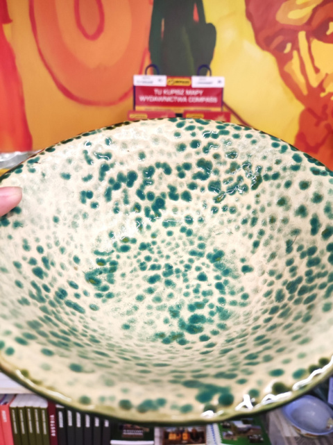 Miska ceramiczna zielono-biała z fakturą Miska ceramiczna zielono-biała z fakturą