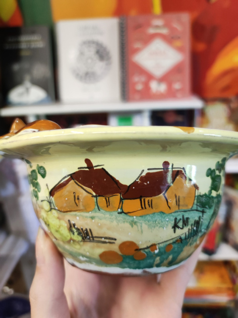 Ozdobna miska ceramiczna ręcznie lepiona pejzaż żółto-miodowy Ozdobna miska ceramiczna ręcznie lepiona pejzaż żółto-miodowy