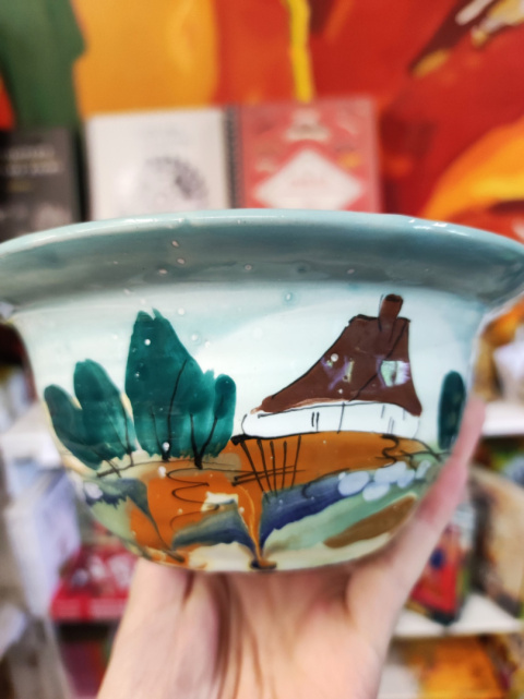 Ozdobna miska ceramiczna ręcznie lepiona pejzaż turkusowy 2