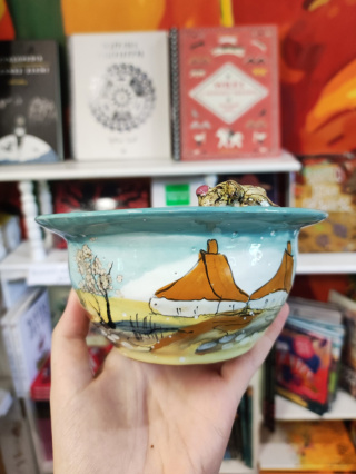Ozdobna miska ceramiczna ręcznie lepiona pejzaż turkusowy