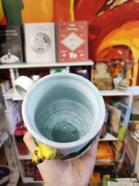Ozdobny kubek ceramiczny ręcznie lepiony pejzaż błękitny 12 Ozdobny kubek ceramiczny ręcznie lepiony pejzaż błękitny 12
