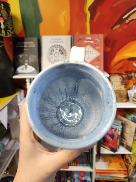 Ozdobny kubek ceramiczny ręcznie lepiony pejzaż błękitny 14 Ozdobny kubek ceramiczny ręcznie lepiony pejzaż błękitny 14