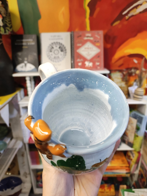 Ozdobny kubek ceramiczny ręcznie lepiony pejzaż błękitny 15 Ozdobny kubek ceramiczny ręcznie lepiony pejzaż błękitny 15