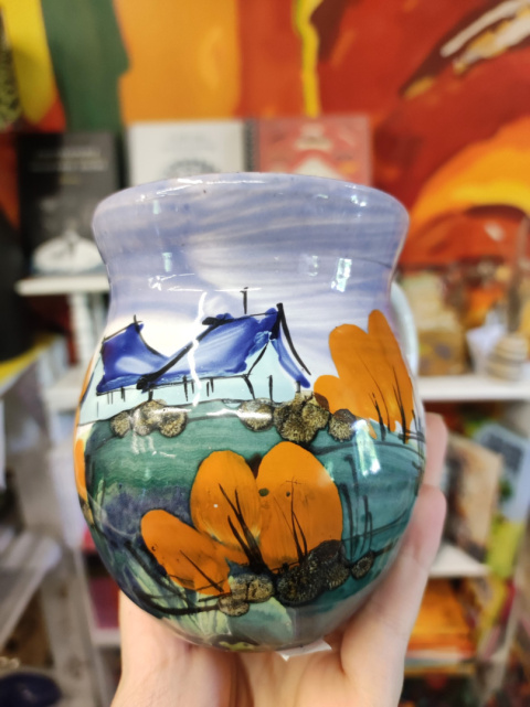 Ozdobny kubek ceramiczny ręcznie lepiony pejzaż błękitny 6 Ozdobny kubek ceramiczny ręcznie lepiony pejzaż błękitny 6