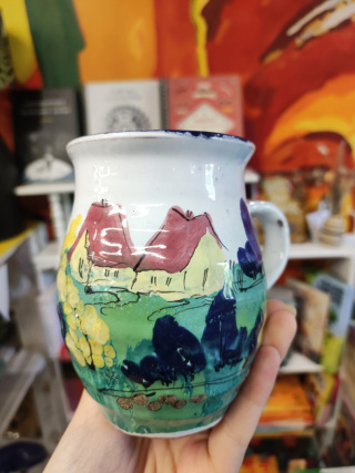 Ozdobny kubek ceramiczny ręcznie lepiony pejzaż błękitny 9