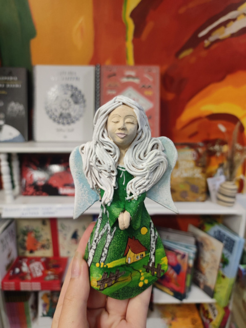 Anioł bieszczadzki ceramiczny ręcznie malowany do powieszenia zielony Anioł bieszczadzki ceramiczny ręcznie malowany do powieszenia zielony
