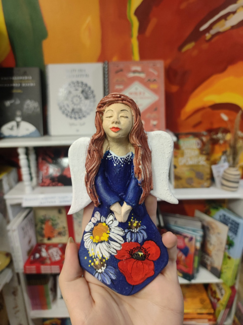 Anioł bieszczadzki ceramiczny ręcznie malowany do powieszenia granat Anioł bieszczadzki ceramiczny ręcznie malowany do powieszenia granat