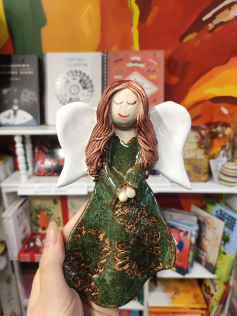 Anioł bieszczadzki ceramiczny ręcznie malowany do powieszenia ciemnozielony Anioł bieszczadzki ceramiczny ręcznie malowany do powieszenia ciemnozielony