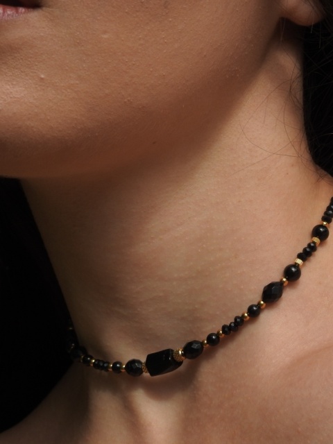 Naszyjnik choker "TURMALINEK" z czarnymi turmalinami naszyjnik ochronny nr 2