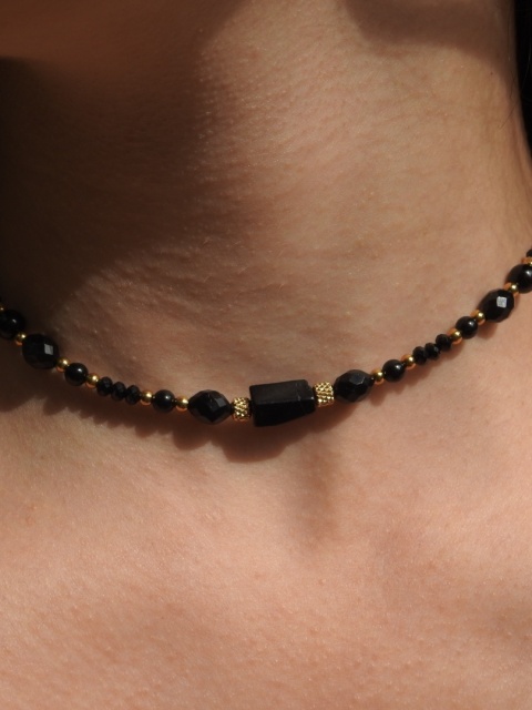 Naszyjnik choker "TURMALINEK" z czarnymi turmalinami naszyjnik ochronny nr 2
