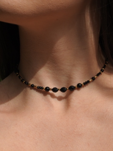 Naszyjnik choker "TURMALINEK" z czarnymi turmalinami naszyjnik ochronny nr 3
