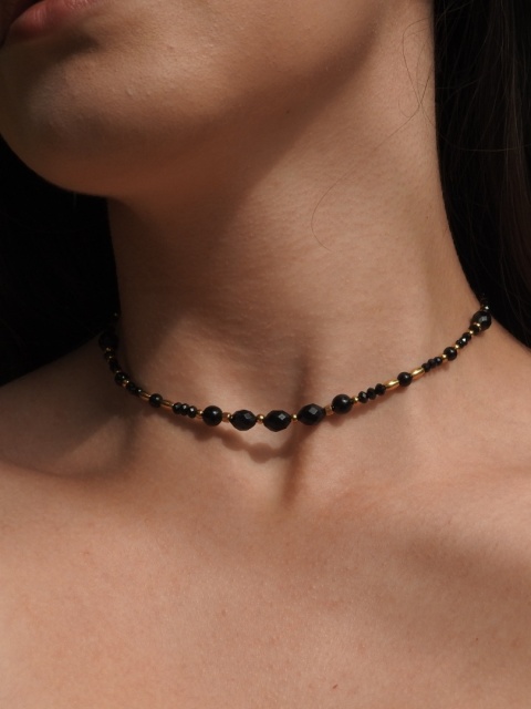 Naszyjnik choker "TURMALINEK" z czarnymi turmalinami naszyjnik ochronny nr 3