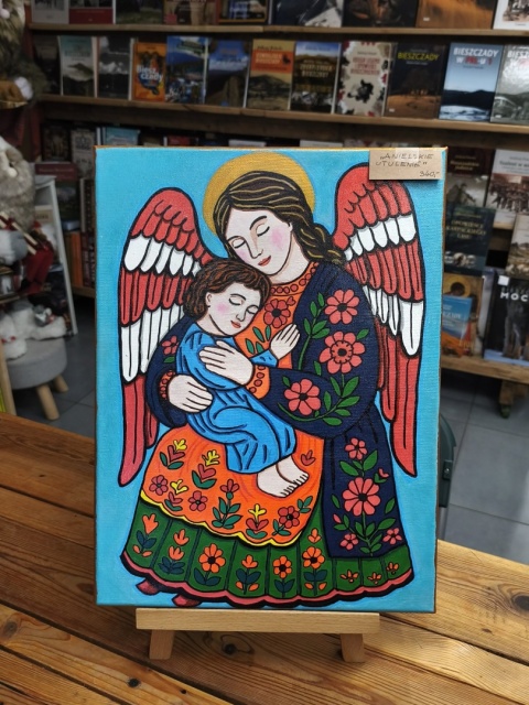 Anielskie utulenie - obraz ręcznie malowany, akryl na płótnie