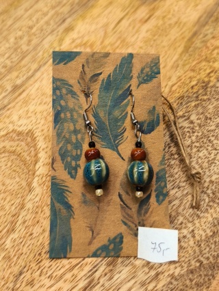 Kolczyki długie z ceramicznych i szklanych koralików ze stali chirurgicznej 6