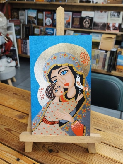 Matka Boska z Dzieciątkiem 3 - ikona obraz malowany ręcznie na desce