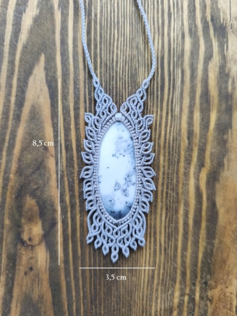 Naszyjnik makramowy z agatem dendrytowym