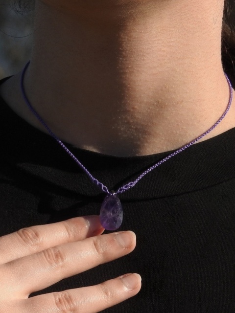 Naszyjnik makramowy z ametystem