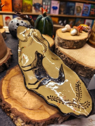 Podłużny talerzyk ceramiczny/podstawka ze zwierzęcym motywem