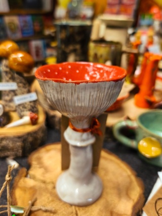 Kielich ceramiczny/świecznik na tea lighty muchomor