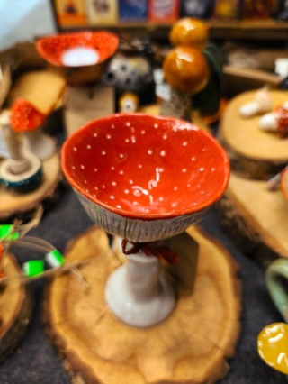 Kielich ceramiczny/świecznik na tea lighty muchomor