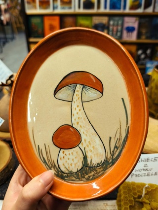 Talerzyk ceramiczny/podstawka z malowanymi kozakami