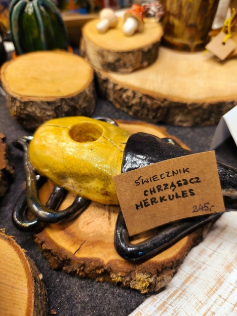 Świecznik ceramiczny chrząszcz herkules