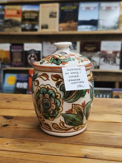 Pojemnik naczynie na kaszę lub cukier - oryginalna huculska ceramika pokucka