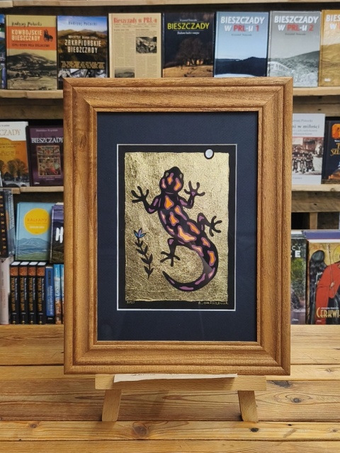 Grafika cięta oryginalna wycinanka Salamandra Plamista